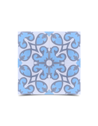 Blue & Gray Moroccan Cement Tile - Handmade in Fez