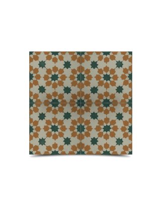 Moroccan Cement Pattern Tiles - Green/White/Orange