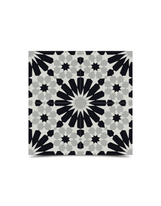 Moroccan Black & Gray Cement Tile Pattern - 243