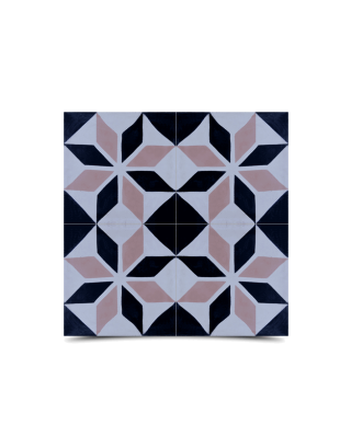 Moroccan Cement Tile Pattern Black Pink White 246
