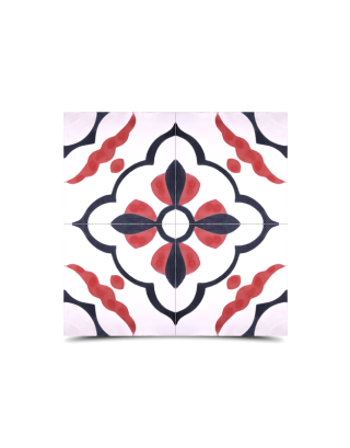 Captivating Moroccan Cement Pattern Tile - White, Blue & Pink