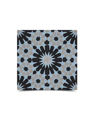 Moroccan Cement Pattern Tiles | Black, Blue, Pink, Tan