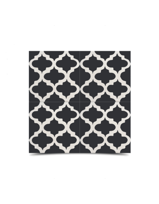 Moroccan Black & White Ogee Cement Tile - Elegant & Durable