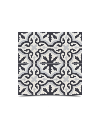 "Black & Gray Moroccan Cement Geometric Pattern Tiles - Durable & Stylish"