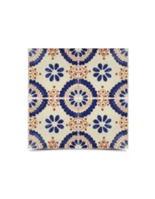 Blue & Orange Moroccan Floral Hand-Painted Tiles - Waterproof & Long-Lasting