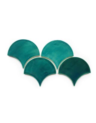 Moroccan Fish Scales - Sea Mist: Handmade Glossy Tiles