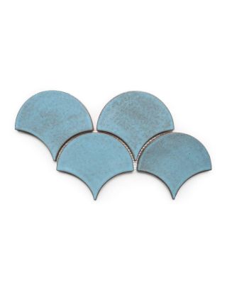 Blue Bell Moroccan Fish Scales Tiles - High-Quality 4x3-inch Scallops