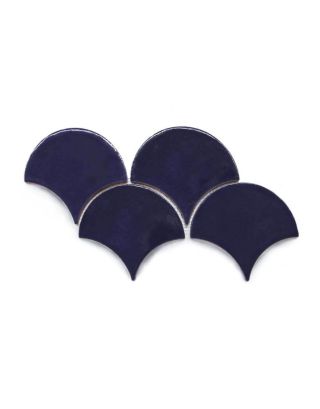 Large Cobalt Moroccan Fish Scales Tiles - Handcrafted & Durable