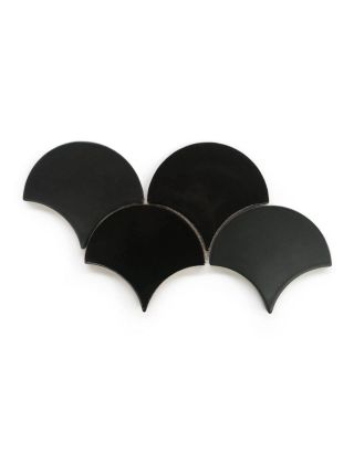 Large Satin Black Moroccan Fish Scale Tiles for Walls & Floors