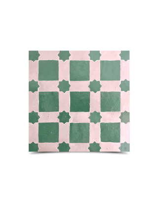 Moroccan Mosaic Tile - Green & Beige Elegance