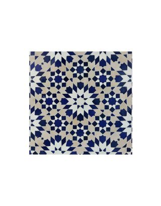 Moroccan Floral Mosaic Tiles - Blue & Cream Design