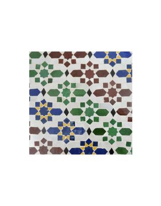 Vibrant Moroccan Mosaic Tile - Red, Blue, Green Stars