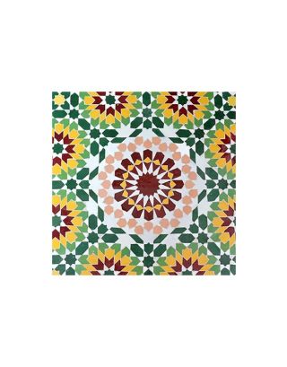 Captivating Moroccan Floral Mosaic Tiles - Red, Green, Yellow