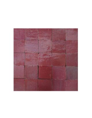 Moroccan Mosaic Solid Tiles - Sangria Red Color - Handcrafted Matte Finish - 6x6 Size - 30x30 Custom - Indoor/Outdoor Use