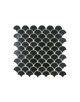 Moroccan Fish Scales Satin Black Tiles - Ocean-Inspired Charm