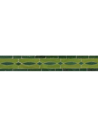 Moroccan Green Mosaic Border Tile - Handmade Dark Green Shapes