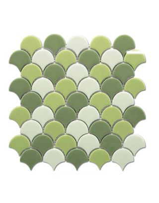 Moroccan White Olive Green Fish Scale Tiles