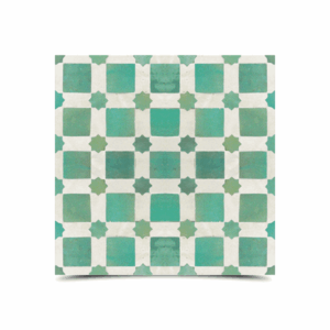 Moroccan Green Mosaic Tiles - Teal and White Pattern with Olive Stars
