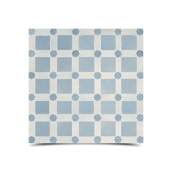 "Moroccan Light Blue Mosaic Tile - Geometric Star Pattern"