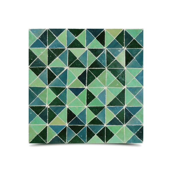 Chic Green Moroccan Mosaic Tiles – Handmade Cubic Design