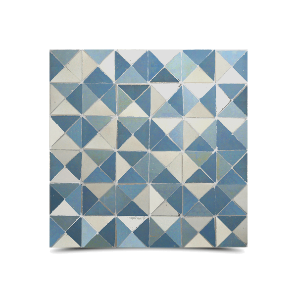 Moroccan Blue Mosaic Tiles | Handcrafted Cubic Motif