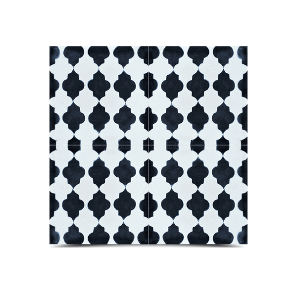 Moroccan Cement Tile Patterns in Black and White - Durable Indoor & Outdoor Tiles