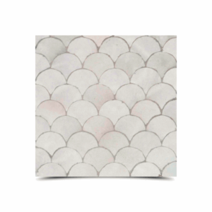Handmade Moroccan Mosaic Tile - Light White Scallop Pattern