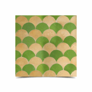 Moroccan Green & Beige Mosaic Tiles - Hand-Crafted Glazed Pattern