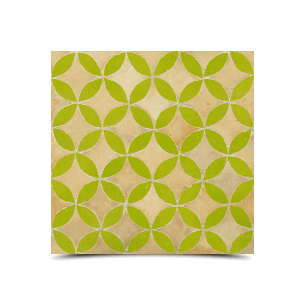 Exquisite Moroccan Green & Beige Mosaic Tiles - Handmade Geometric Floral Design
