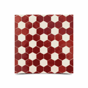Moroccan Red & White Handcrafted Mosaic Tiles - Fez Zellige Collection