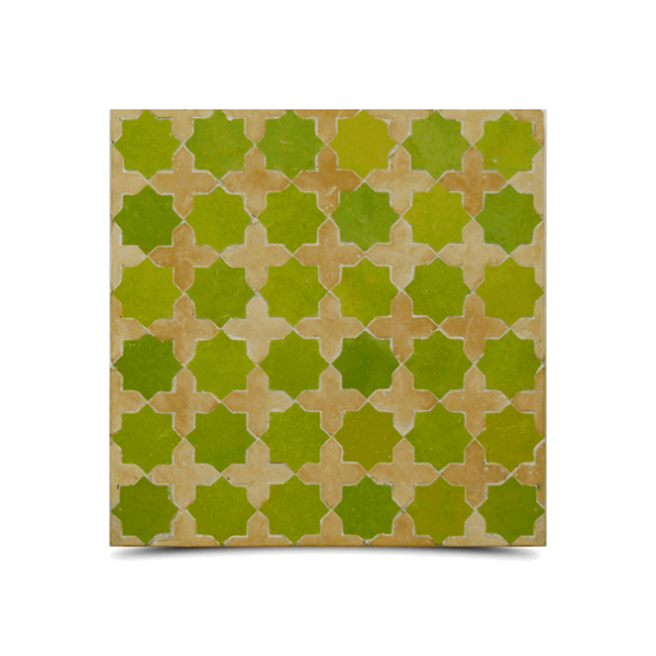 Moroccan Mosaic Green & Beige Star Pattern Tile