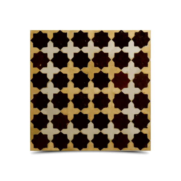 Moroccan Mosaic Sangria Red & Beige Vintage Tiles - Handcrafted Eight-Pointed Star Design