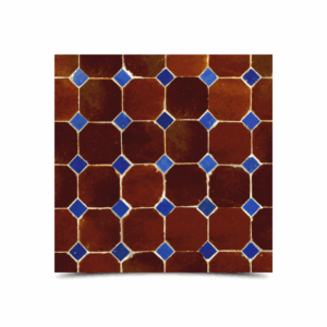 Moroccan Mosaic Brown & Blue Tiles - Handcrafted Vintage Charm
