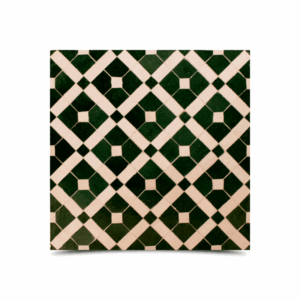 Moroccan Green & White Mosaic Tiles - Handcrafted Geometric Design