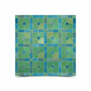 Moroccan Blue Green Mosaic Tiles - Handmade in Fes