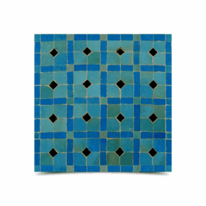 Handmade Moroccan Mosaic Blue & Black Tile - Geometric Design