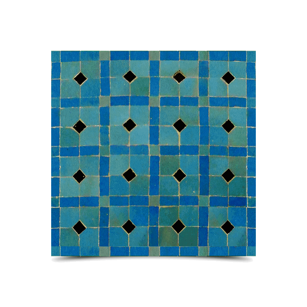 Handmade Moroccan Mosaic Blue & Black Tile - Geometric Design