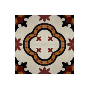 Handcrafted Moroccan Red Cement Tile - Vibrant Floral & Geometric Designs