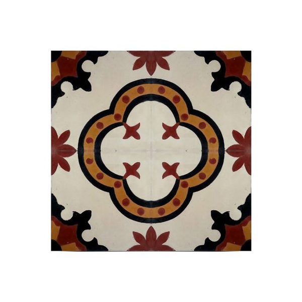 Handcrafted Moroccan Red Cement Tile - Vibrant Floral & Geometric Designs