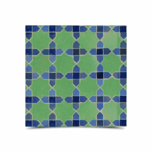 Moroccan Green & Blue Mosaic Tile | Star Pattern - Enjoy the allure of Moroccan aesthetics with this vibrant handcrafted tile. Ideal for floors, walls, kitchens, and bathrooms.