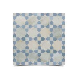 Blue & Beige Moroccan Mosaic Tiles - Eight-Point Star Design