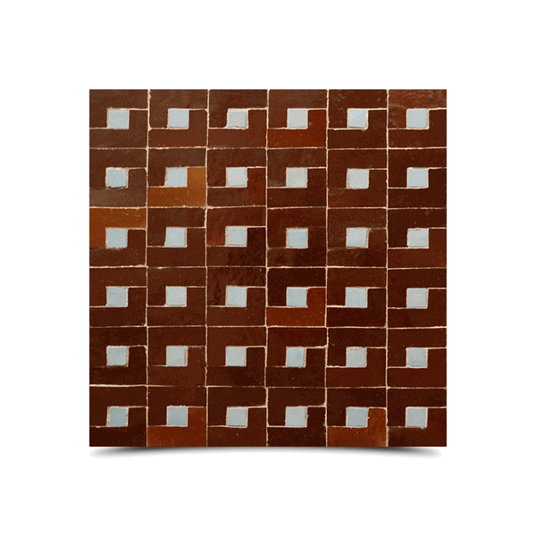Elegant Moroccan Mosaic Brown & White Tiles - Glazed Finish