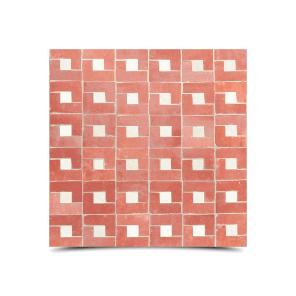 Moroccan Red & White Mosaic Tiles - Handmade Glazed Pattern