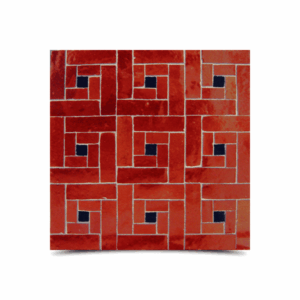 Moroccan Red & Blue Mosaic Tile - Maze-Like Design