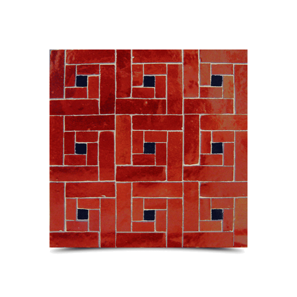Moroccan Red & Blue Mosaic Tile - Maze-Like Design