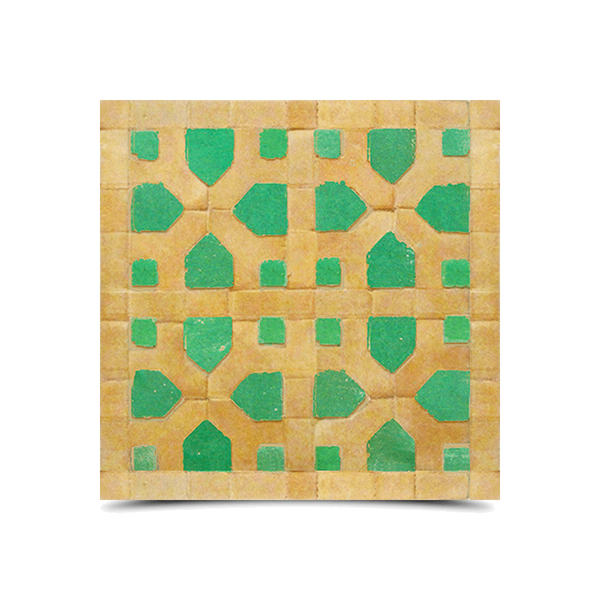 Moroccan Green & Beige Mosaic Tile Pattern - Handcrafted Elegance