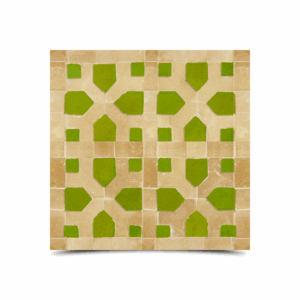 Moroccan Mosaic Beige & Light Green Tile - Handmade Geometric Design