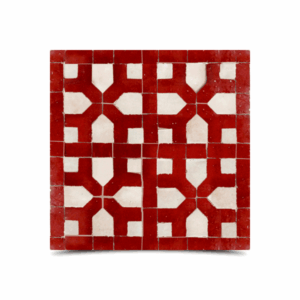Moroccan Red & White Mosaic Tiles - Traditional Hand-Made Geometric Design
