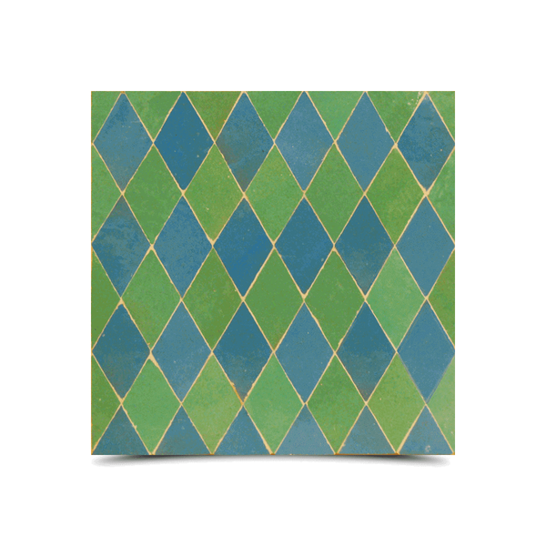 Moroccan Green & Blue Mosaic Tile - Handmade Design
