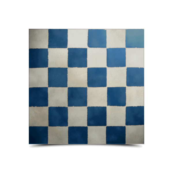 Moroccan Mosaic Pattern White & Blue Tiles - Handcrafted Elegance